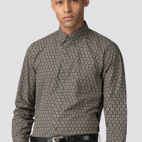Ben Sherman Long Sleeve Distressed Wallpaper Shirt